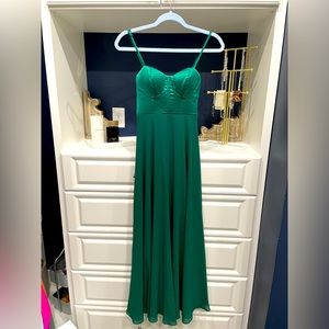 Lulus XXS Formal Junior’s Emerald Green Bustier Maxi Dress. great condit…